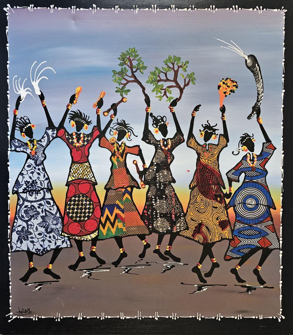 Personages feestende mensen op grijs